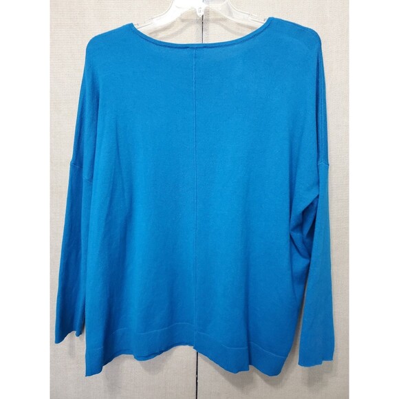Chico's Teal Center Seam Cashmere Blend Scoop Neck Long Sleeve Sweater Size 3 XL - Picture 4 of 6